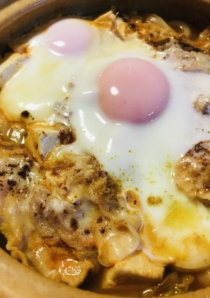 プチッと鍋●おとし玉子の豚キムチーズ鍋-レシピのメイン写真