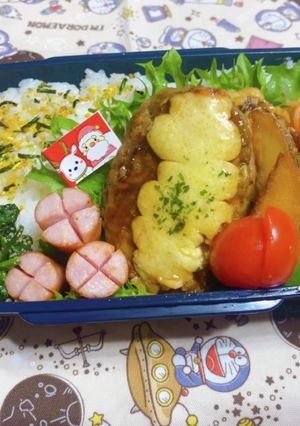 時短お弁当盛り付け記録　チーズハンバーグ-レシピのメイン写真