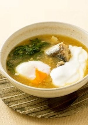 サバ缶温玉みそスープ-レシピのメイン写真