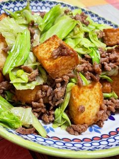 厚揚げと豚ひき肉とキャベツの炒め物-レシピのメイン写真