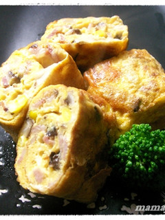 卵焼き 椎茸とベーコン-レシピのメイン写真