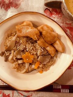 きのこご飯×照り焼きチキン丼-レシピのメイン写真