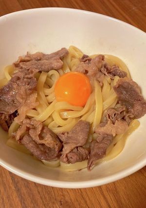 レンジで！簡単肉たまうどん-レシピのメイン写真