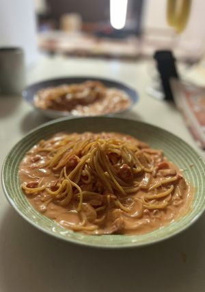 ホットクックでトマトクリームパスタ-レシピのメイン写真