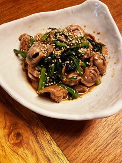 簡単!砂肝と春菊のオイスターソース炒め☆-レシピのメイン写真