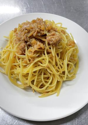 ポリ袋でつくるなめ茸とツナの和風パスタ-レシピのメイン写真