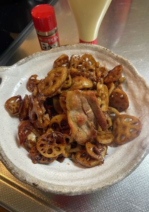 れんこんと豚バラ肉の甘辛炒め-レシピのメイン写真
