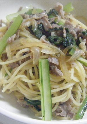 小松菜と豚肉の和風スパゲッティー☆彡-レシピのメイン写真
