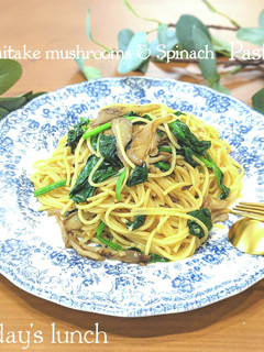 麺つゆで簡単!きのことほうれん草のパスタ-レシピのメイン写真