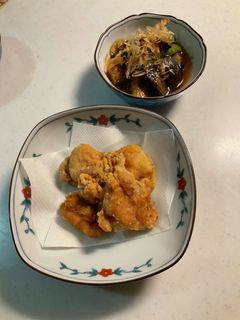 茄子とピーマンの煮浸し、鳥の唐揚げ-レシピのメイン写真