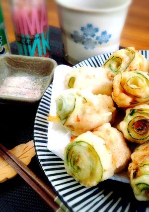 ＊ズッキーニと豚肉くるくる巻きの天ぷら＊-レシピのメイン写真