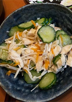 えのきキューリと鶏むね肉サッパリ梅和え-レシピのメイン写真