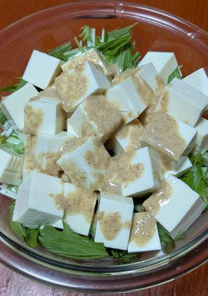 簡単ヘルシー、水菜と豆腐のサラダ-レシピのメイン写真