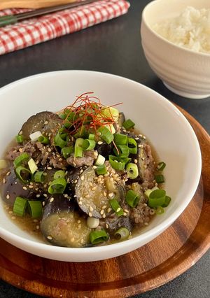 レンジで簡単！ご飯泥棒ナスの中華そぼろ煮-レシピのメイン写真
