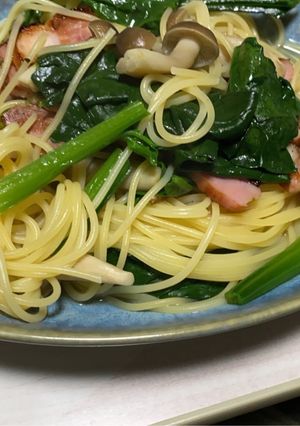 ほうれん草とベーコンのスープパスタ-レシピのメイン写真