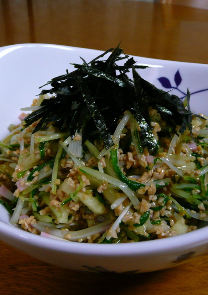 ひき割り納豆と水菜の和え物-レシピのメイン写真