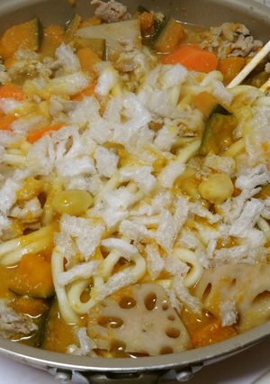 冬至に「冬の七草」豚汁うどん-レシピのメイン写真