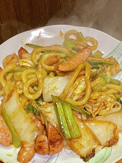 白菜&小松菜とソーセージの焼きうどん-レシピのメイン写真