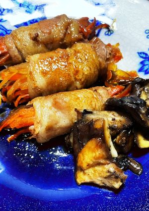 青パパイヤと人参の豚肉巻き-レシピのメイン写真