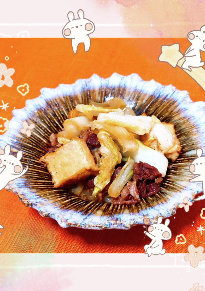 白菜と厚揚げのすき焼き風炒め煮-レシピのメイン写真