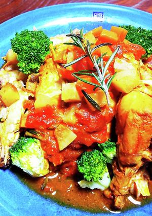 スロークッカーで丸鶏のトマト煮込み♫-レシピのメイン写真