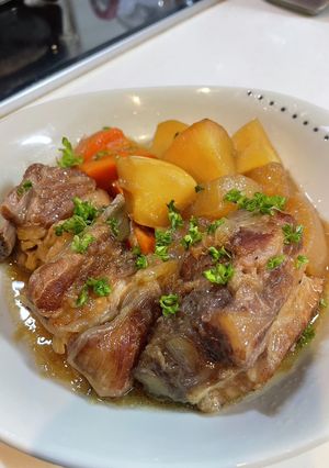 大量消費玉ねぎとりんごのスペアリブ煮込み-レシピのメイン写真