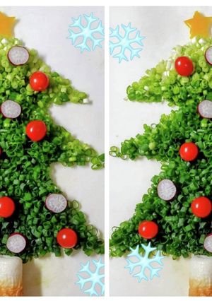 ネギを刻んたでいたら…クリスマスツリーに-レシピのメイン写真