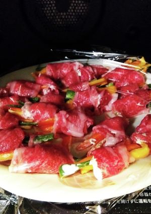 電子レンジで簡単 牛肉のパプリカ巻-レシピのメイン写真