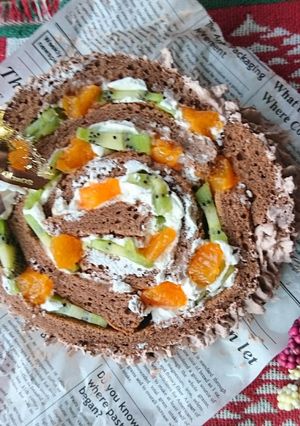 クリスマスの切り株ケーキ-レシピのメイン写真