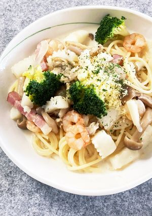 シーフードのチャウダー風スープパスタ-レシピのメイン写真