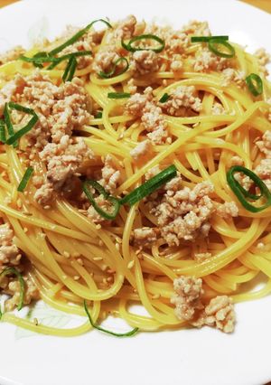 鶏そぼろと九条ネギの和風パスタ-レシピのメイン写真