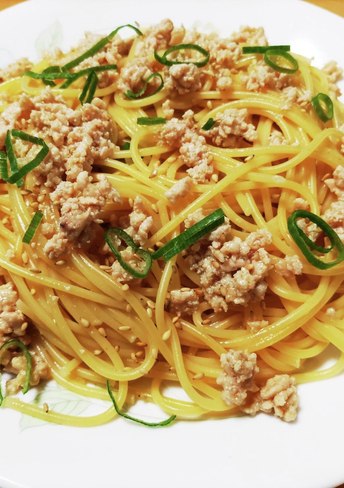 鶏そぼろと九条ネギの和風パスタ-レシピのメイン写真