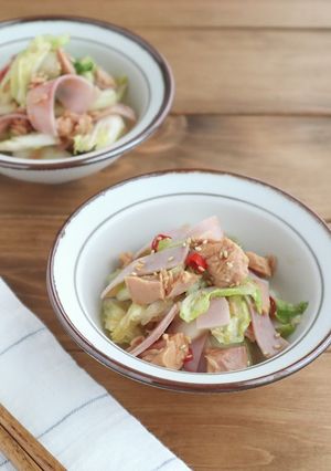 簡単!白菜とハムのピリ辛ツナポンサラダ-レシピのメイン写真