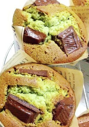 抹茶マフィン＊ダークチョコチャンク-レシピのメイン写真