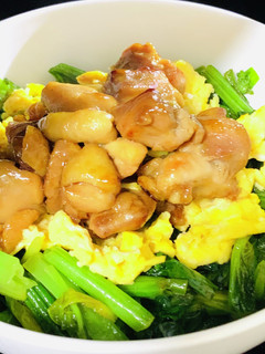 弁当にも!ほうれん草とそぼろ卵の焼き鳥丼-レシピのメイン写真