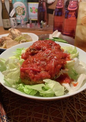 肉汁ジュワ〜！トマト煮込ハンバ〜グ！！-レシピのメイン写真
