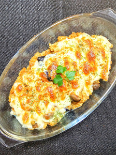 鶏ひき肉とナスとトロロのチーズ焼き-レシピのメイン写真