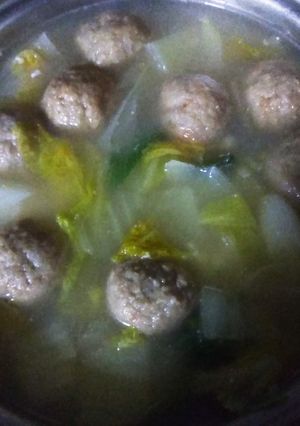 鍋風味噌汁(肉団子)-レシピのメイン写真