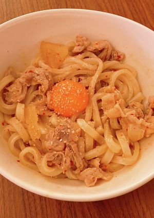 レンジで6分！豚キムチうどん-レシピのメイン写真