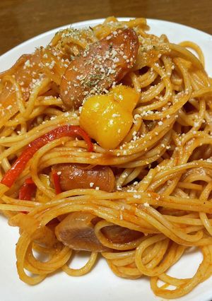 ポチギでピリ辛ナポリタン-レシピのメイン写真