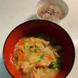大根スープ、中華炒め