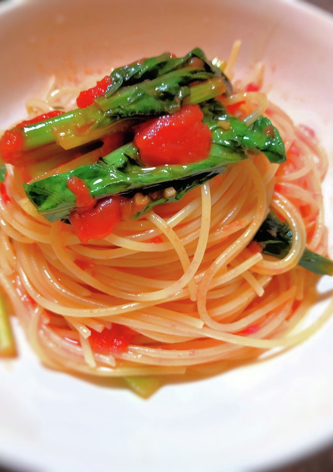 お手軽小松菜のトマトソースパスタ-レシピのメイン写真