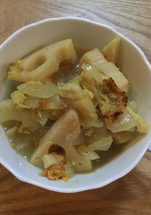 ホタテとれんこんのカレー粉スープ-レシピのメイン写真