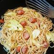 ☆鰯の燻製缶詰春キャベツのペペロンチーノ