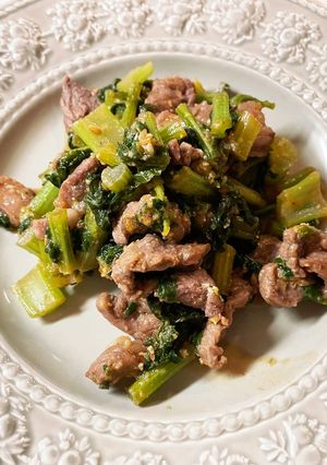 大根葉とラム肉の味噌炒め-レシピのメイン写真