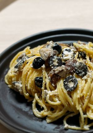 黒オリーブとマッシュルームのパスタ-レシピのメイン写真