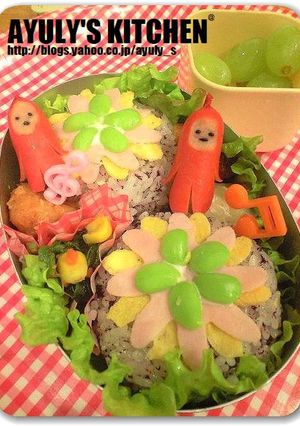 *キャラ弁*春らんまん♪お花畑おにぎり*-レシピのメイン写真