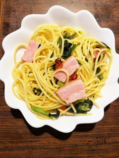 小松菜とベーコンと人参和風パスタ-レシピのメイン写真