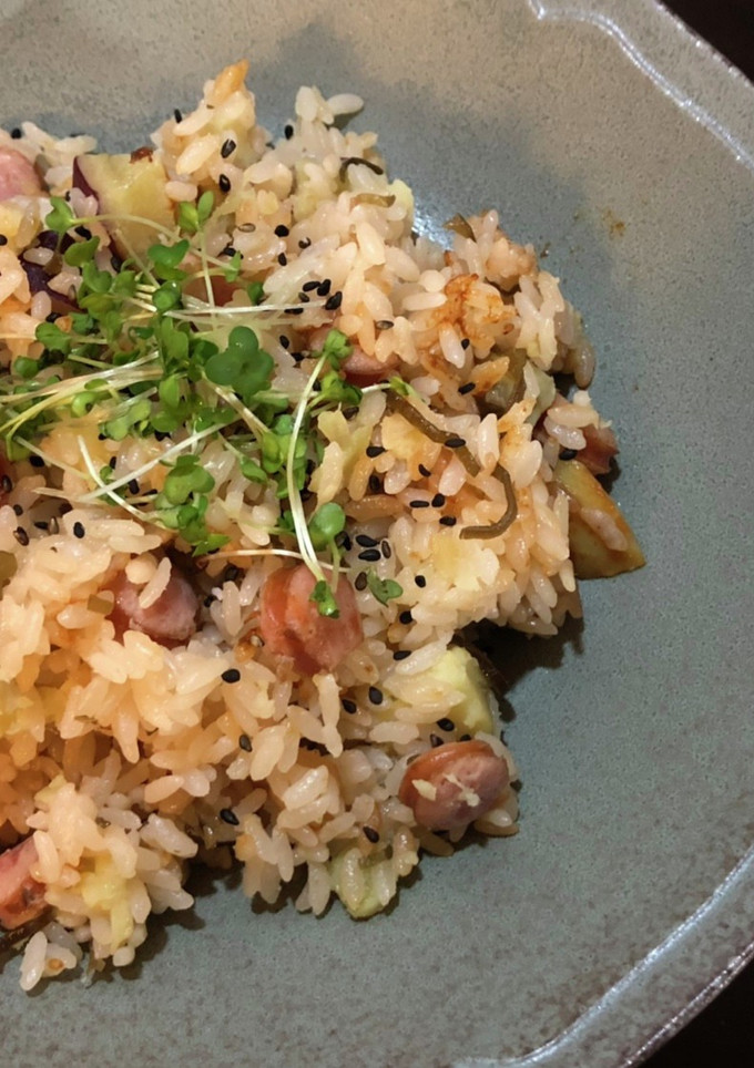 さつまいもとソーセージの塩昆布炊込みご飯-レシピのメイン写真