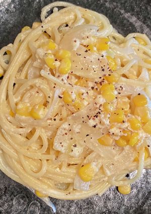 豆乳コーンクリームパスタ-レシピのメイン写真